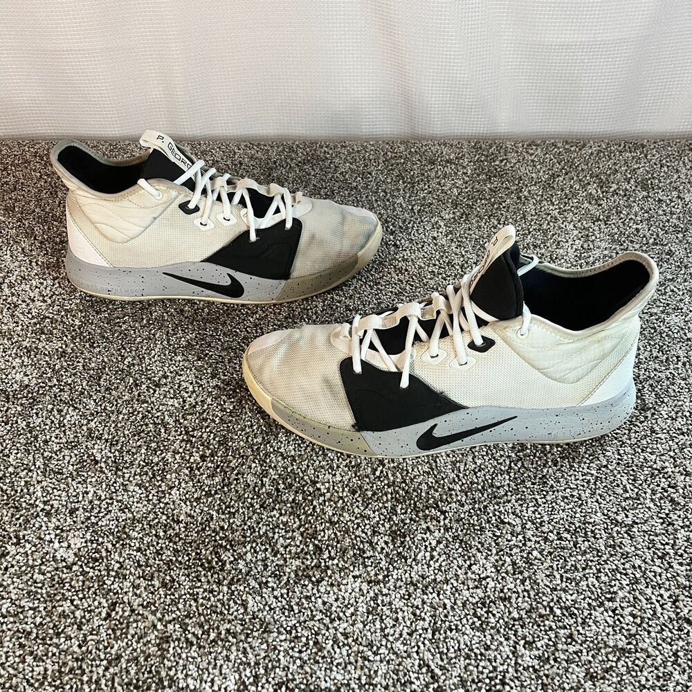 Nike Paul George PG3 A02607-101 White Black Mens Sneakers Basketball Size 11